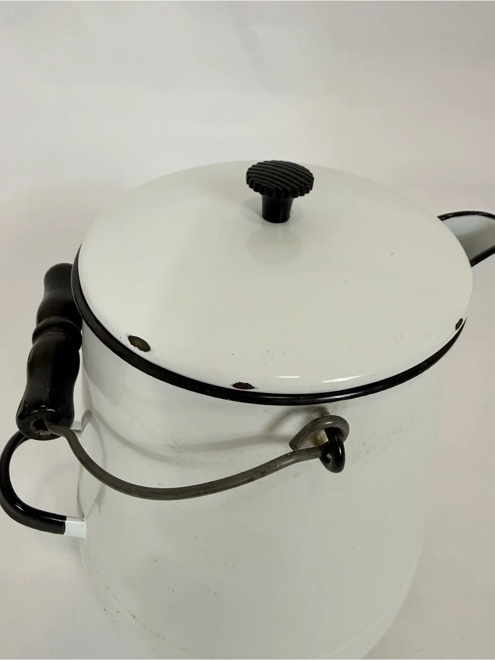 VTG White Enamel Cowboy Kettle/Coffee Pot Lid